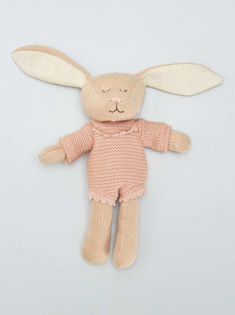 Peluche coniglio in maglia tricot rosa - Kiabi
