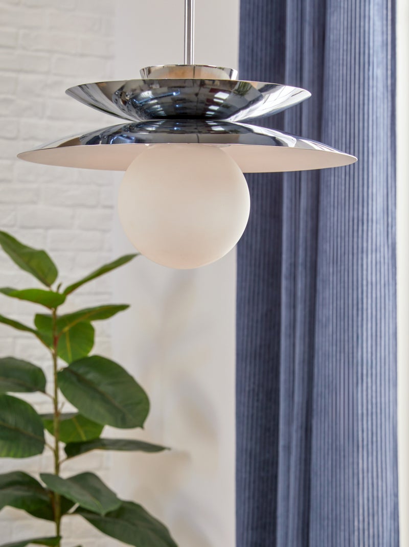 Pendente in metallo cromato con globo in vetro Argento - Kiabi
