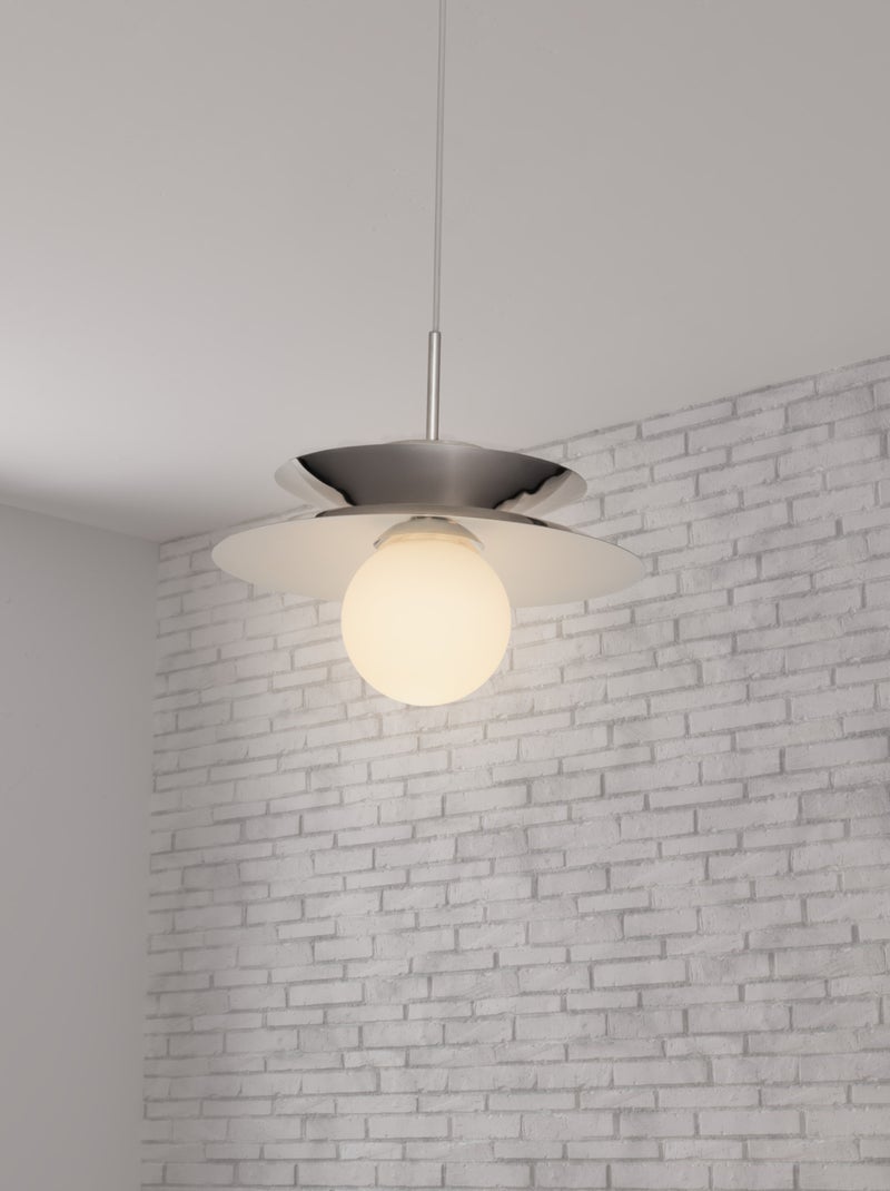 Pendente in metallo cromato con globo in vetro Argento - Kiabi