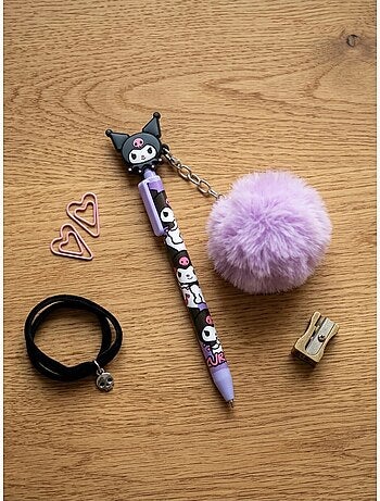 Penna con pompon e figurina kuromi sanrio