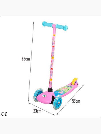 Peppa pig monopattino 55x23x68 cm 3 ruote max 20 kg con luci e freni