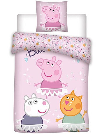 Peppa Pig, Parure letto bambino stampata reversibile 100% cotone, BALLERINE