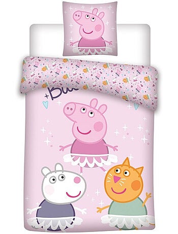 Peppa Pig, Parure letto bambino stampata reversibile 100% cotone, BALLERINE