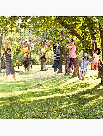 Percorso a Ostacoli Ninja HyperMotion - Slackline 15 m e 10 Accessori - Giardino Sportivo