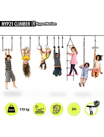 Percorso a Ostacoli Ninja HyperMotion - Slackline 15 m e 10 Accessori - Giardino Sportivo
