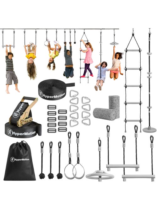Percorso a Ostacoli Ninja HyperMotion - Slackline 15 m e 10 Accessori - Giardino Sportivo - Kiabi