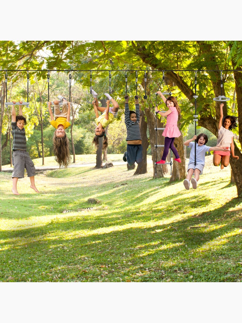 Percorso a Ostacoli Ninja HyperMotion - Slackline 15 m e 10 Accessori - Giardino Sportivo Blu - Kiabi
