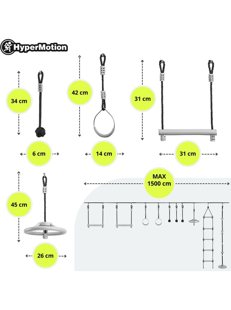 Percorso a Ostacoli Ninja HyperMotion - Slackline 15 m e 10 Accessori - Giardino Sportivo Blu - Kiabi