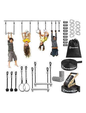 Percorso Ninja HyperMotion per bambini con slackline e 7 ostacoli da giardino