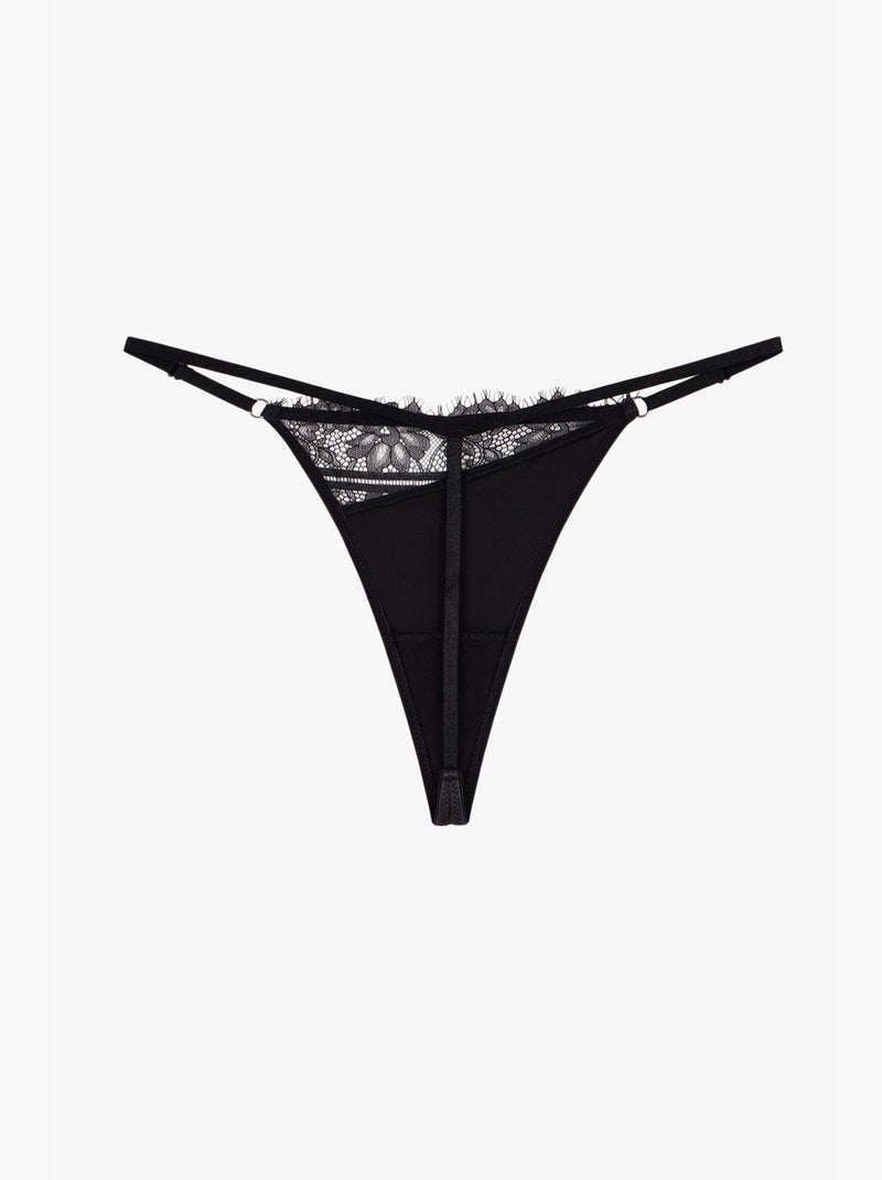 Perizoma in raso da donna penti Nero - Kiabi