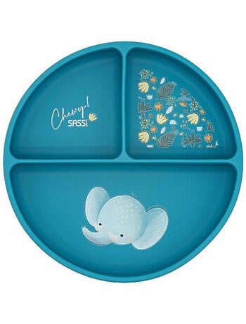 Piatto suddiviso in silicone con ventosa - animali | Sassi Junior