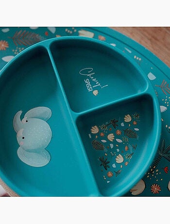 Piatto suddiviso in silicone con ventosa - animali | Sassi Junior