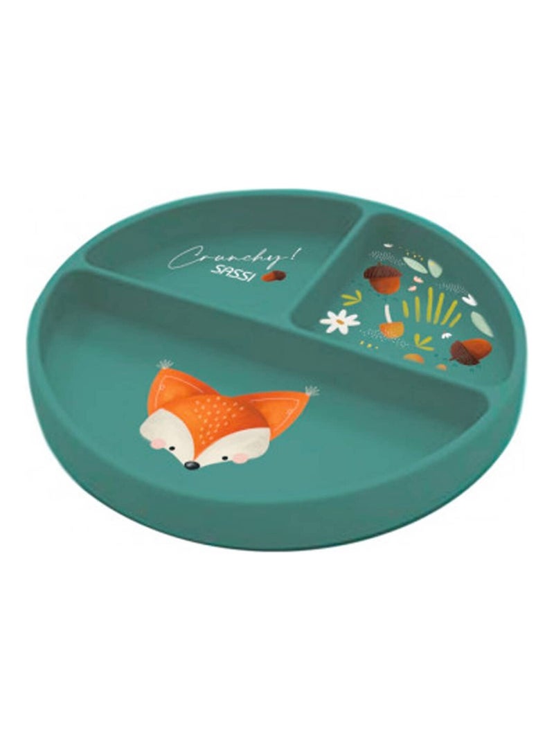 Piatto suddiviso in silicone con ventosa - animali | Sassi Junior Verde foresta - Kiabi