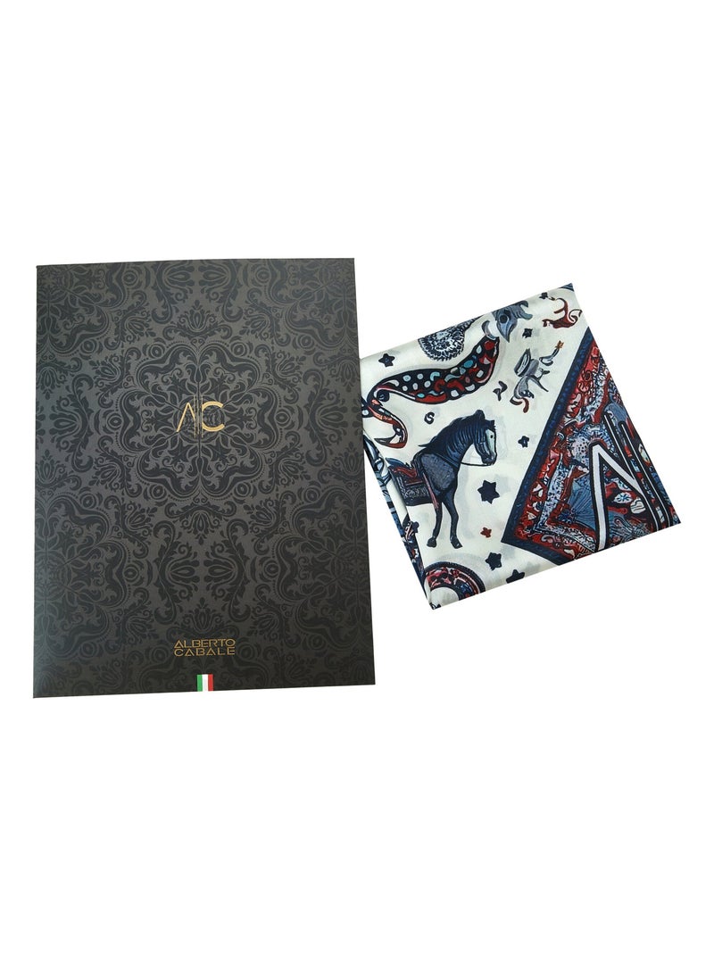 Piccolo carré di seta Bandana Horse Cleo Blu - Kiabi
