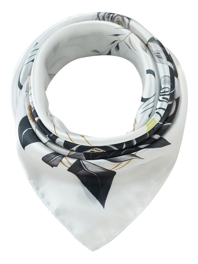 Piccolo carré di seta Black Roses Cleo Bianco - Kiabi