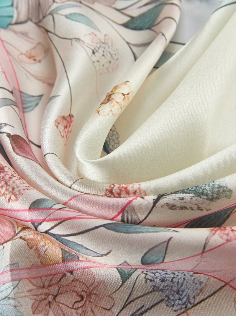 Piccolo carré di seta Minimalist Flowers Cleo Multicolore - Kiabi