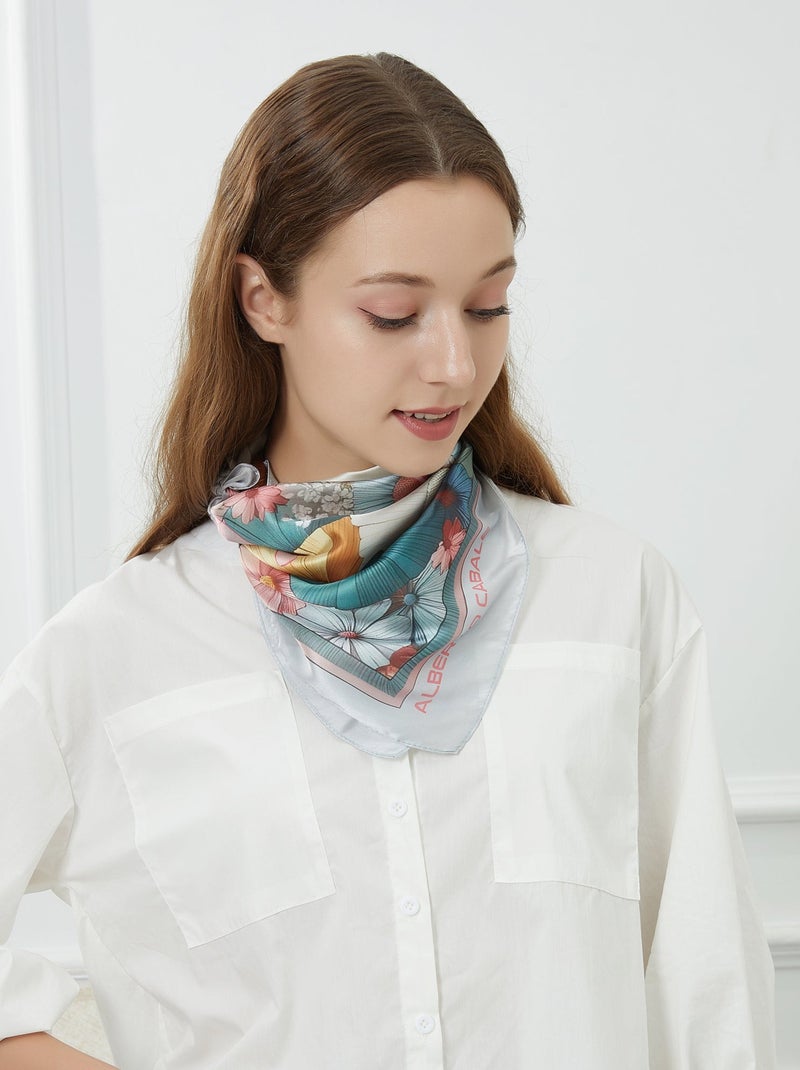 Piccolo carré di seta Minimalist Flowers Cleo Multicolore - Kiabi