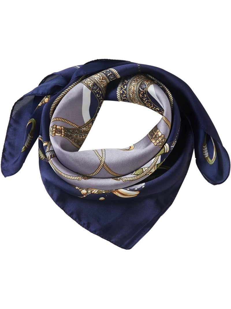 Piccolo carré di seta Multirings Cleo Blu marino - Kiabi