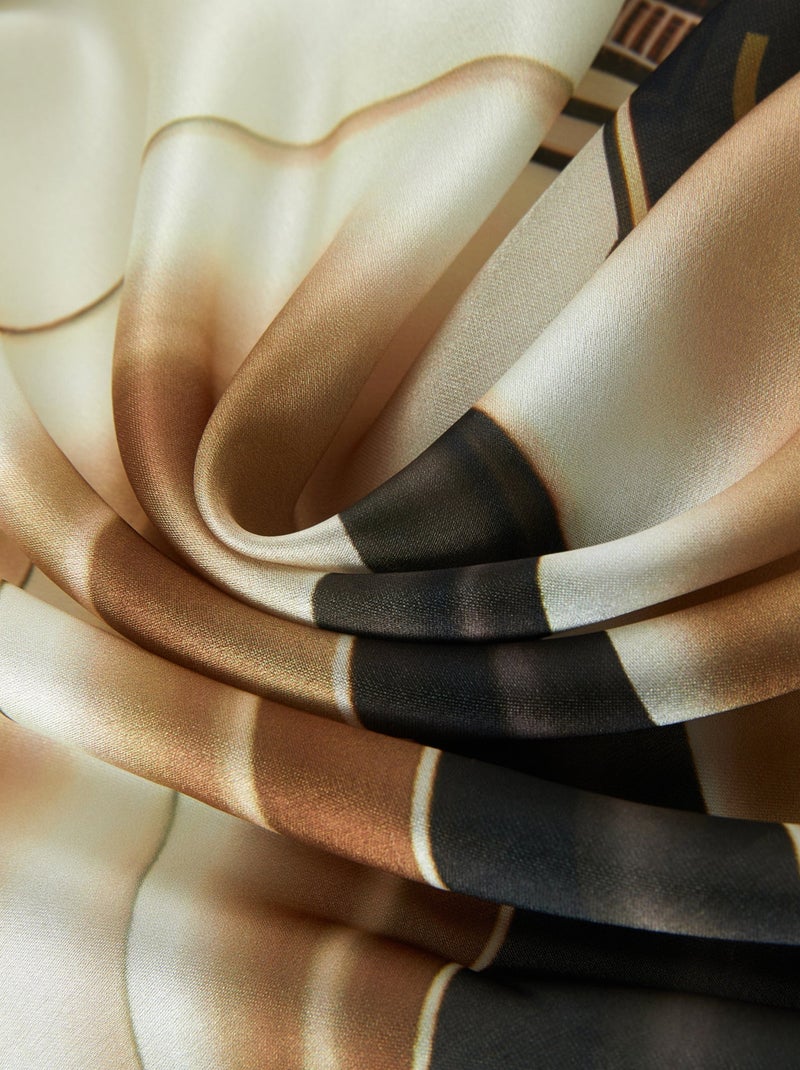 Piccolo quadrato di seta Dipingi Cleo Beige - Kiabi