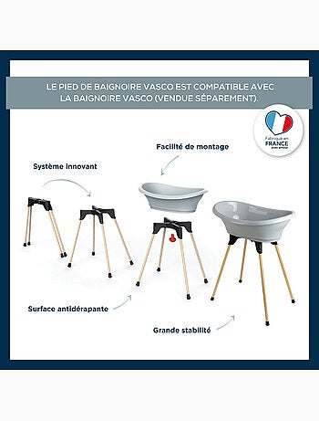 Piedi per vasca da bagno VASCO Thermobaby pieghevoli antiscivolo prodotti in Francia