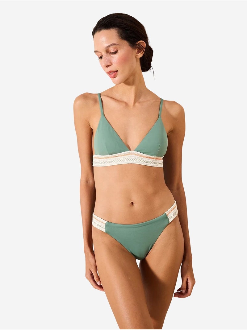 Piera slip bikini ricamato sul lato penti Verde - Kiabi