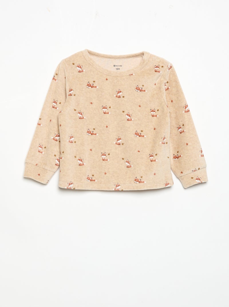 Pigiama 2 pezzi - Felpa + pantaloni Beige - Kiabi