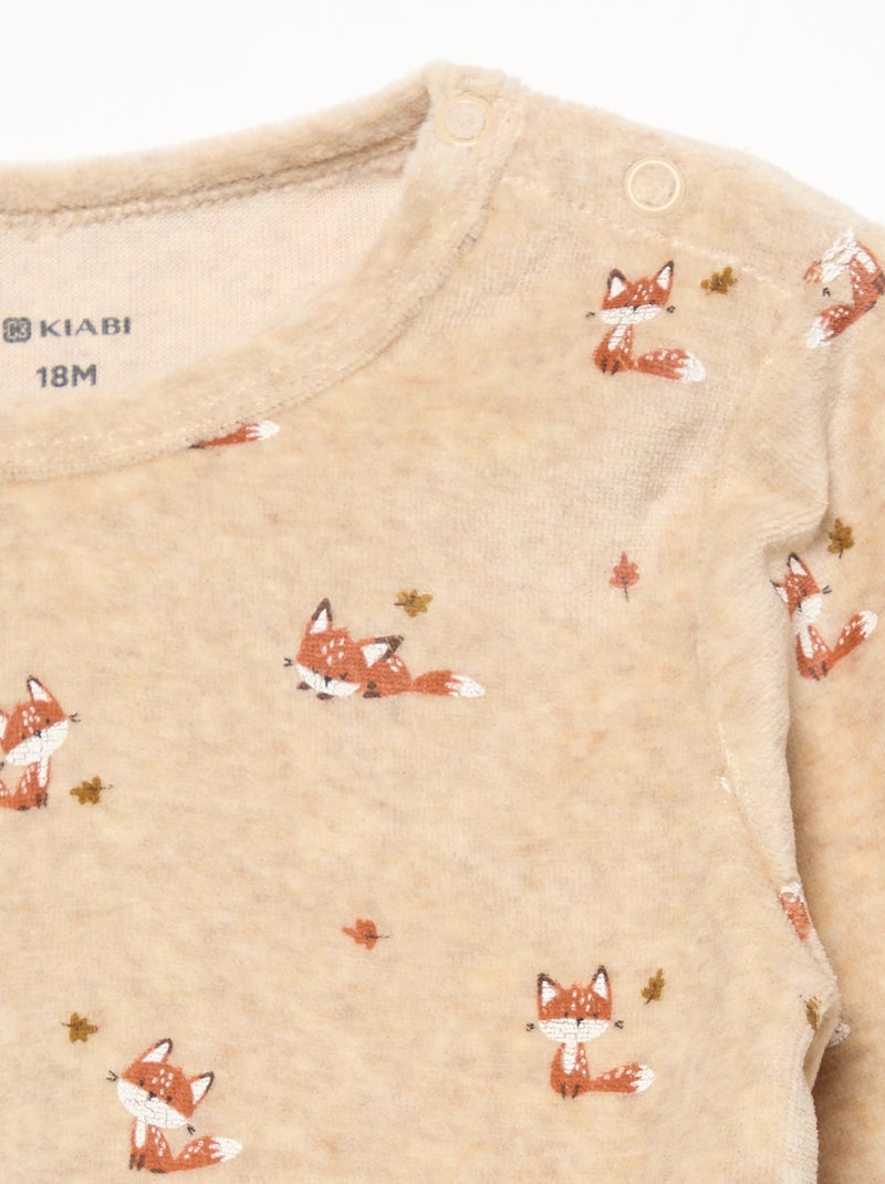 Pigiama 2 pezzi - Felpa + pantaloni Beige - Kiabi
