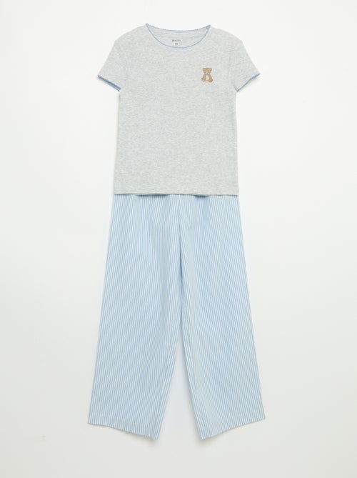 Pigiama 2 pezzi - T-shirt a maniche corte + pantaloni a righe - Kiabi