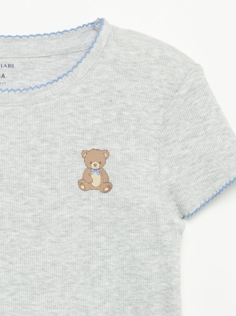 Pigiama 2 pezzi - T-shirt a maniche corte + pantaloni a righe Blu - Kiabi