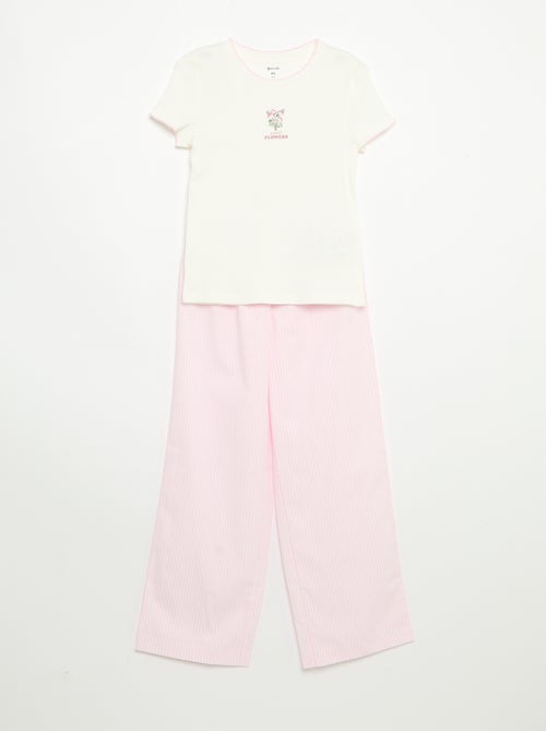Pigiama 2 pezzi - T-shirt a maniche corte + pantaloni a righe - Kiabi