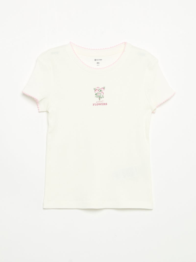 Pigiama 2 pezzi - T-shirt a maniche corte + pantaloni a righe Rosa - Kiabi