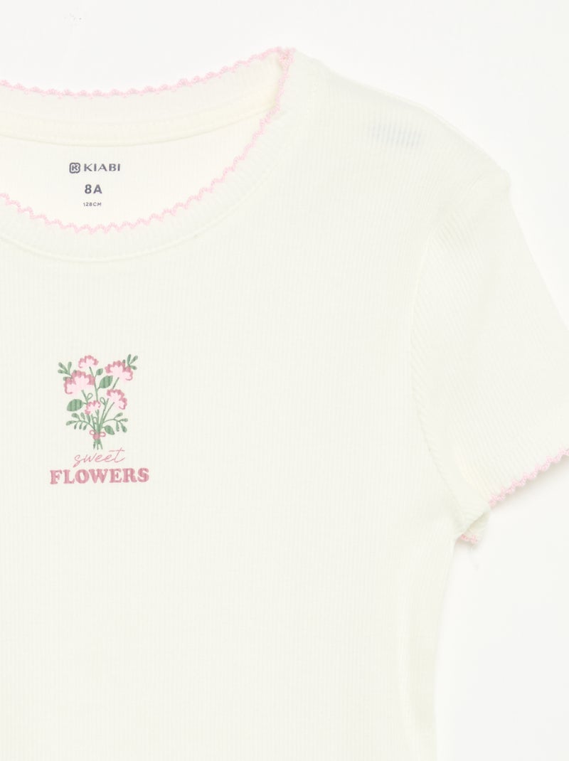 Pigiama 2 pezzi - T-shirt a maniche corte + pantaloni a righe Rosa - Kiabi
