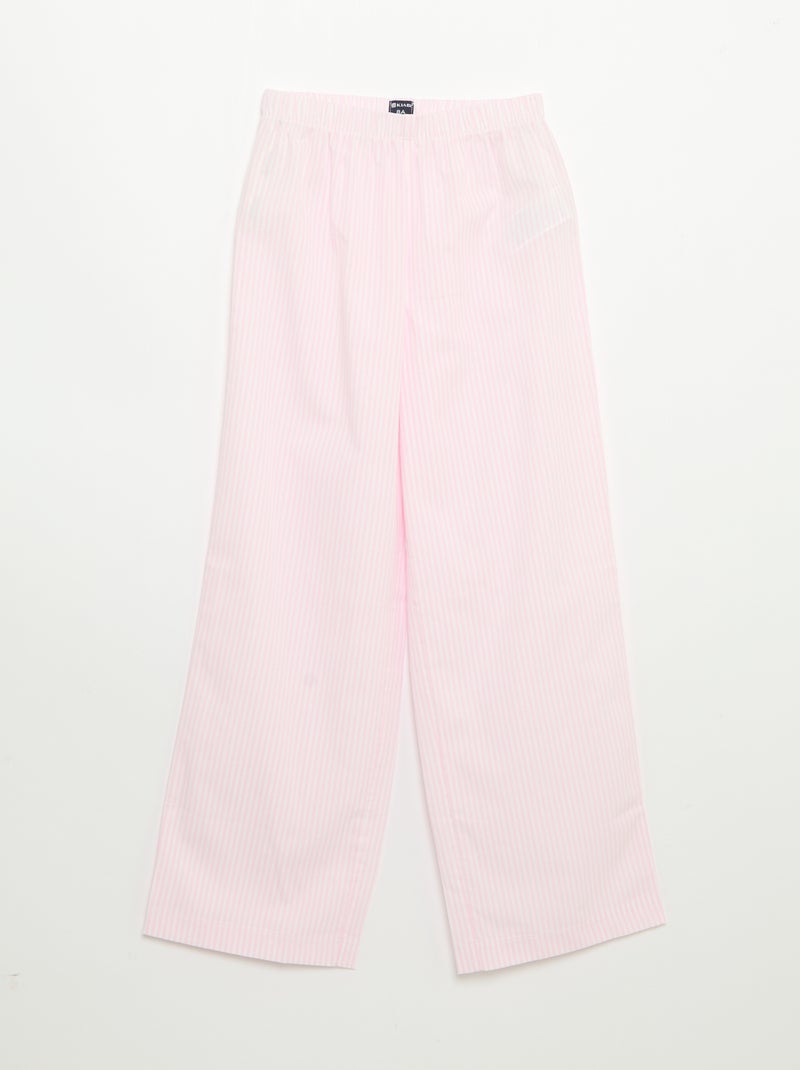Pigiama 2 pezzi - T-shirt a maniche corte + pantaloni a righe Rosa - Kiabi