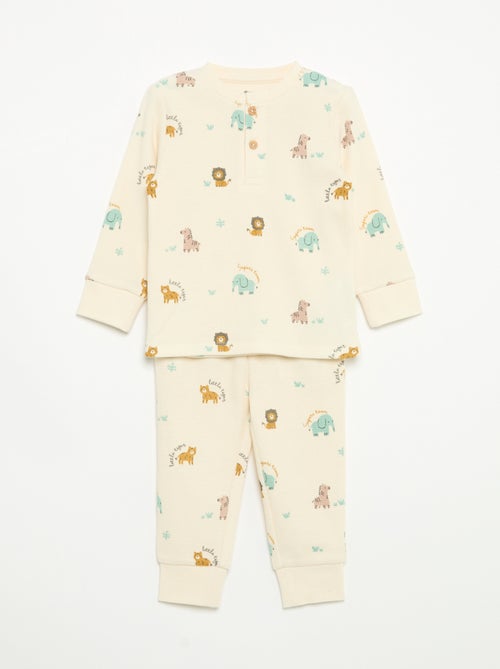 Pigiama 2 pezzi - T-shirt a maniche lunghe + pantaloni - Kiabi Pigiama 2 pezzi - T-shirt a maniche lunghe + pantaloni - Kiabi