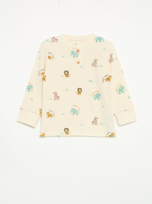 Pigiama 2 pezzi - T-shirt a maniche lunghe + pantaloni - Kiabi Pigiama 2 pezzi - T-shirt a maniche lunghe + pantaloni - Kiabi
