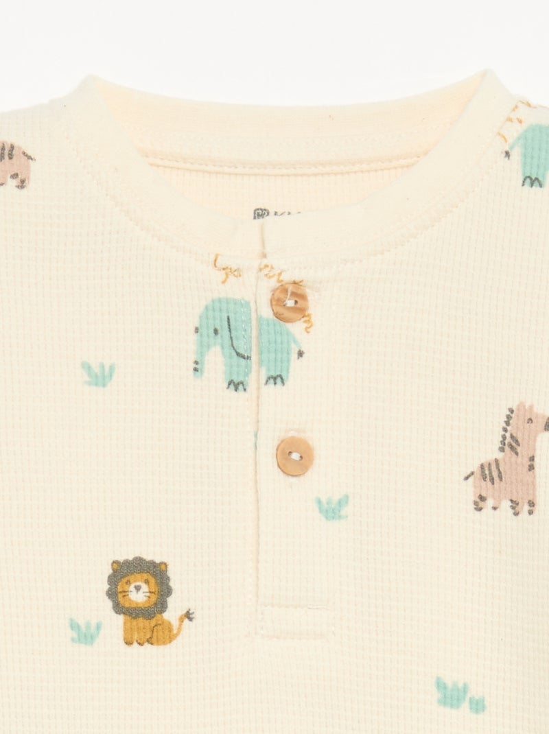 Pigiama 2 pezzi - T-shirt a maniche lunghe + pantaloni Beige - Kiabi