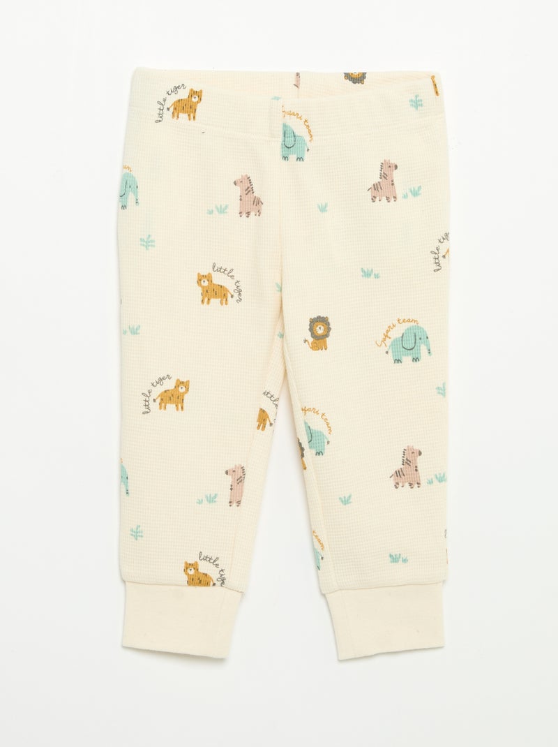 Pigiama 2 pezzi - T-shirt a maniche lunghe + pantaloni Beige - Kiabi