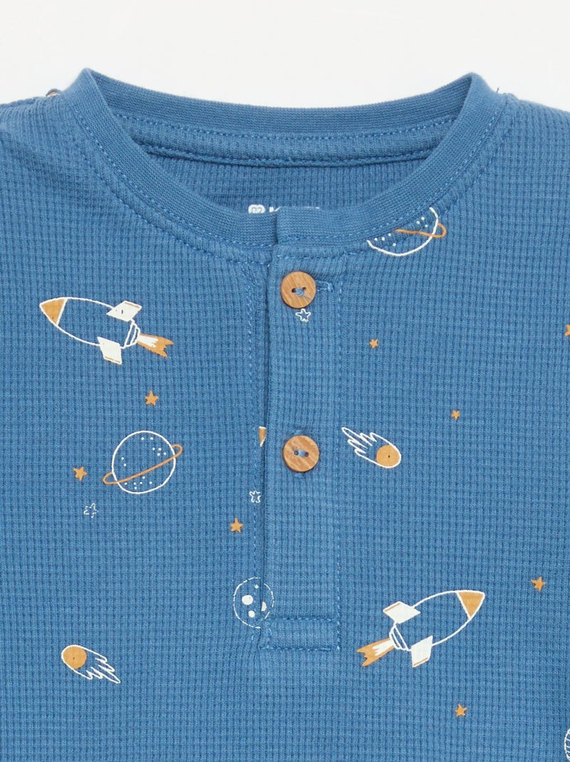 Pigiama 2 pezzi - T-shirt a maniche lunghe + pantaloni Blu - Kiabi