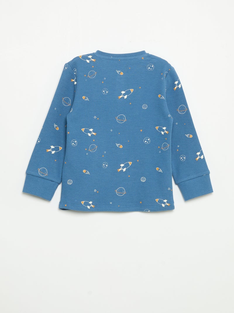 Pigiama 2 pezzi - T-shirt a maniche lunghe + pantaloni Blu - Kiabi