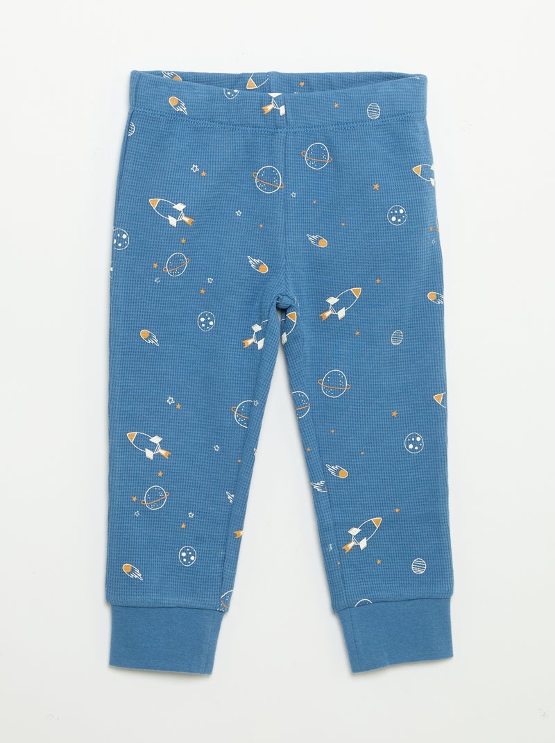 Pigiama 2 pezzi - T-shirt a maniche lunghe + pantaloni Blu - Kiabi