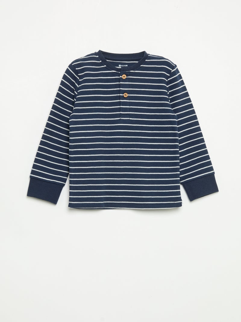 Pigiama 2 pezzi - T-shirt a maniche lunghe + pantaloni Blu - Kiabi