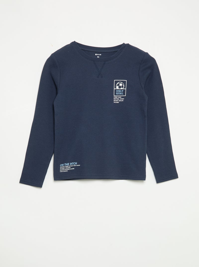 Pigiama 2 pezzi - T-shirt a maniche lunghe + pantaloni Blu - Kiabi