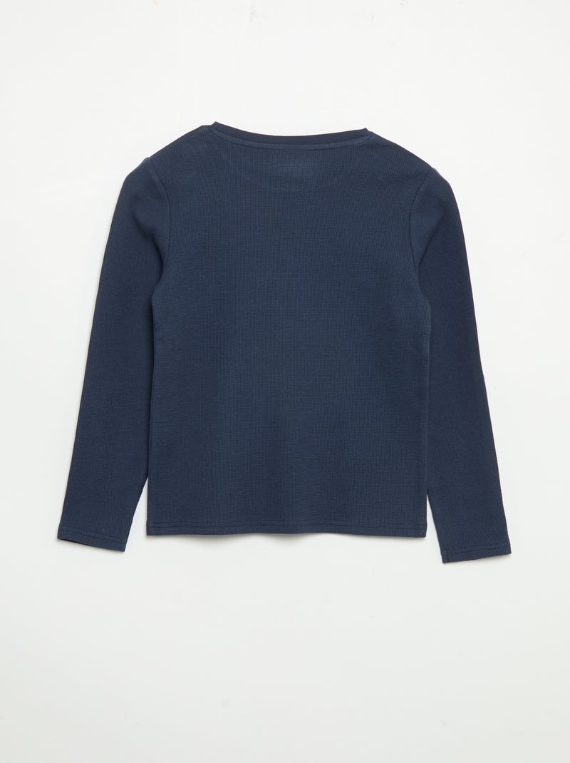 Pigiama 2 pezzi - T-shirt a maniche lunghe + pantaloni Blu - Kiabi