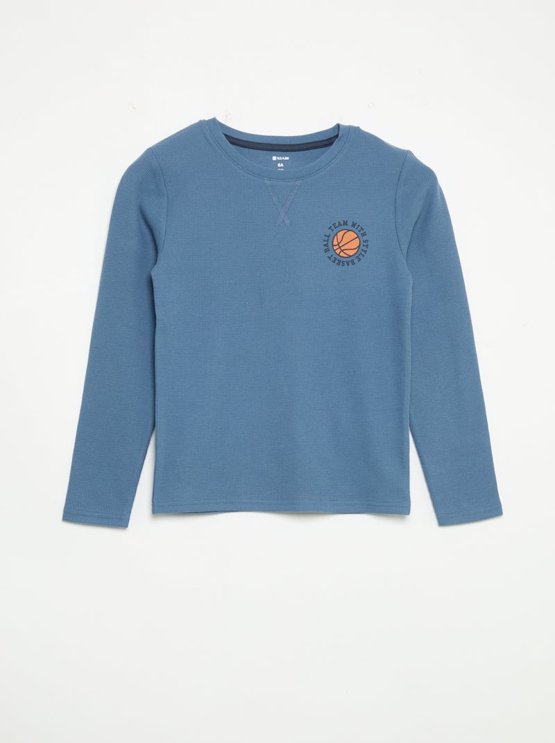 Pigiama 2 pezzi - T-shirt a maniche lunghe + pantaloni Blu - Kiabi