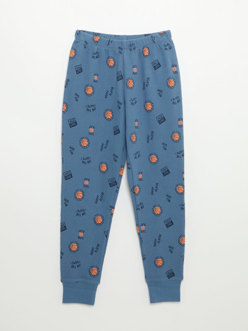 Pigiama 2 pezzi - T-shirt a maniche lunghe + pantaloni Blu - Kiabi