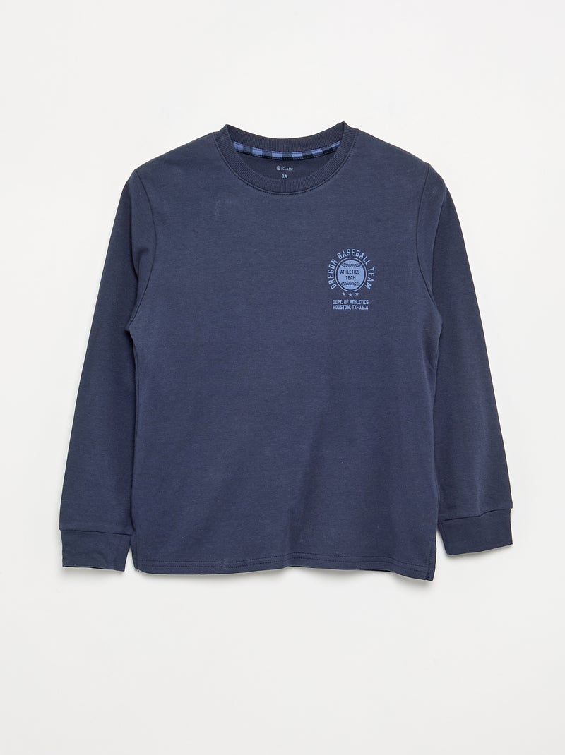 Pigiama 2 pezzi - T-shirt a maniche lunghe + Pantaloni Blu - Kiabi