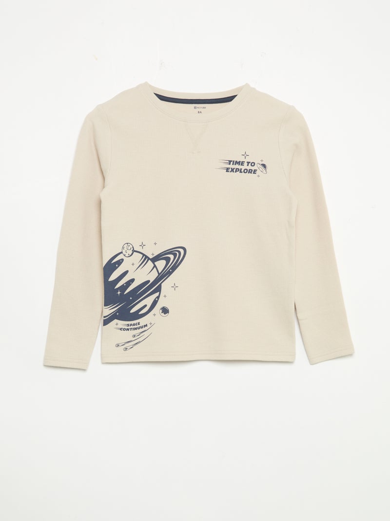 Pigiama 2 pezzi - T-shirt a maniche lunghe + pantaloni Grigio - Kiabi