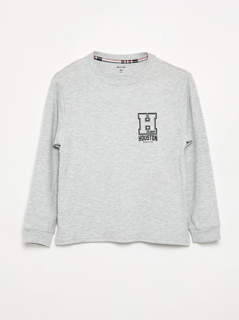 Pigiama 2 pezzi - T-shirt a maniche lunghe + Pantaloni Grigio - Kiabi