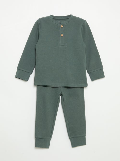 Pigiama 2 pezzi - T-shirt a maniche lunghe + pantaloni - Kiabi Pigiama 2 pezzi - T-shirt a maniche lunghe + pantaloni - Kiabi