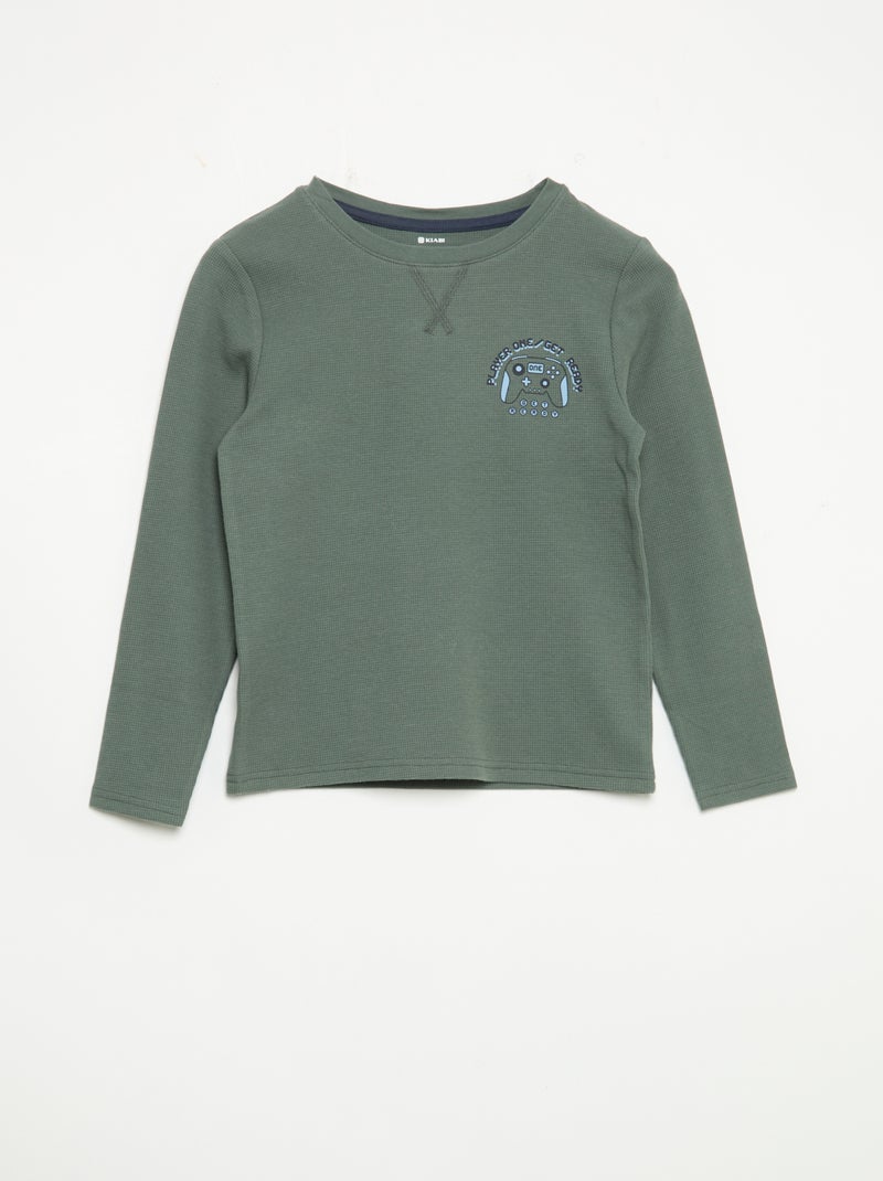 Pigiama 2 pezzi - T-shirt a maniche lunghe + pantaloni Verde - Kiabi